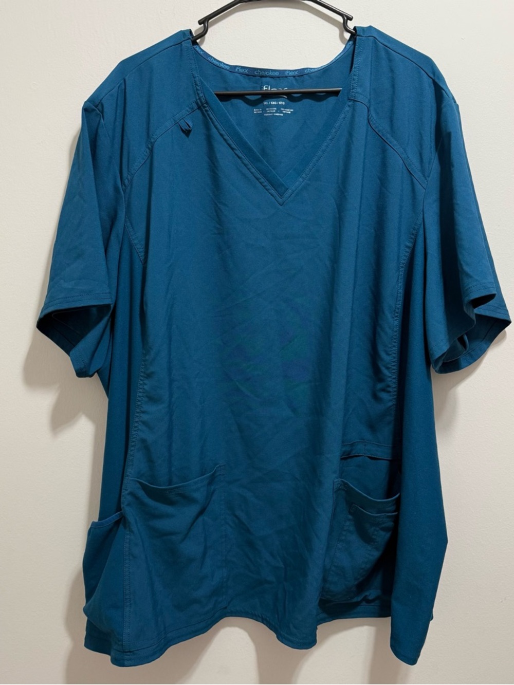 Womens Cherokee iflex Scrub Top Shirt Size 5X Short Sleeve Teal